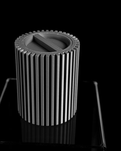 Vanity Organizer, Striped Lidded Jar, Countertop Catchall, Minimal Nordic Storage