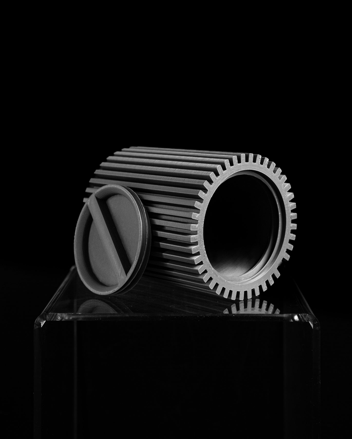 Vanity Organizer, Striped Lidded Jar, Countertop Catchall, Minimal Nordic Storage