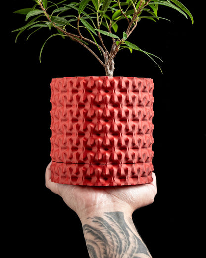 Japandi Style Planter Pot, Sculptural Textured Succulent Holder, Geometric Houseplant Desk Organizer, Minimalist Decor