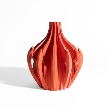 Vase, Fractal Geometry Sculptural Tabletop Accent, Japandi Mantel Contemporary Vessel