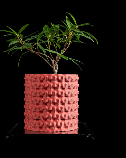 Japandi Style Planter Pot, Sculptural Textured Succulent Holder, Geometric Houseplant Desk Organizer, Minimalist Decor