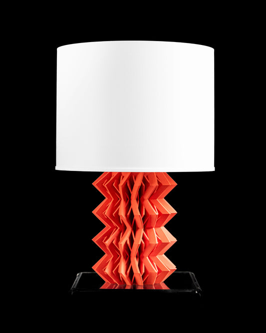 Table Lamp, Bedside Reading Light, Cozy Zigzag Base, Bedroom Ambient Relaxing Mood Nightstand