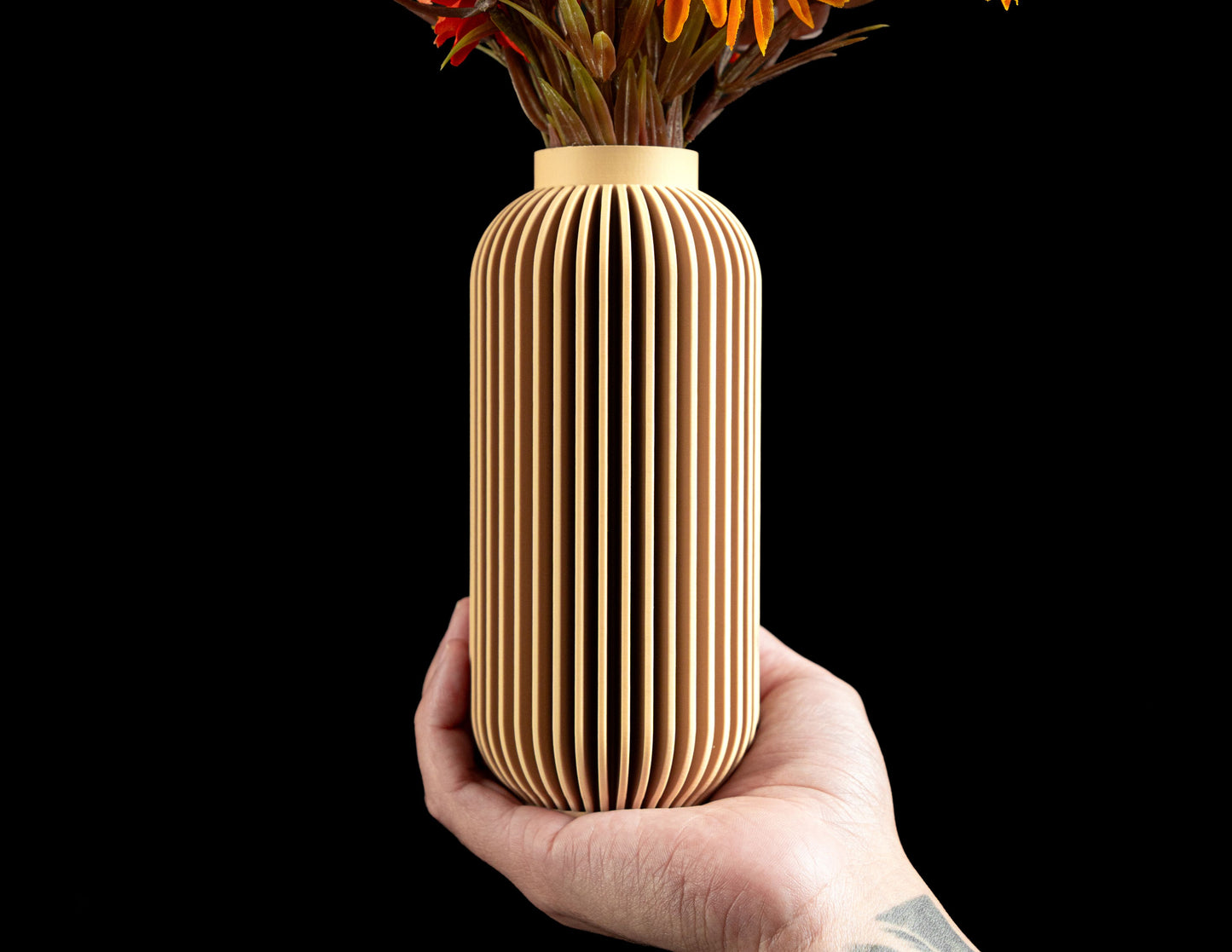 Modern Vase, Ribbed Tabletop Decor, Nordic Flower Holder, Architectural Statement