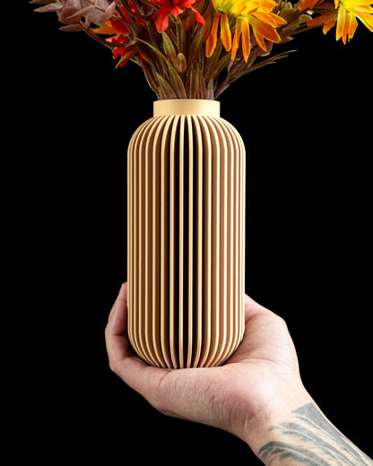 Modern Vase, Ribbed Tabletop Decor, Nordic Flower Holder, Architectural Statement