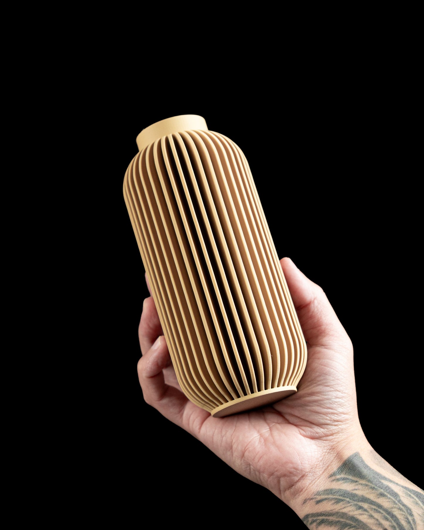 Modern Vase, Ribbed Tabletop Decor, Nordic Flower Holder, Architectural Statement