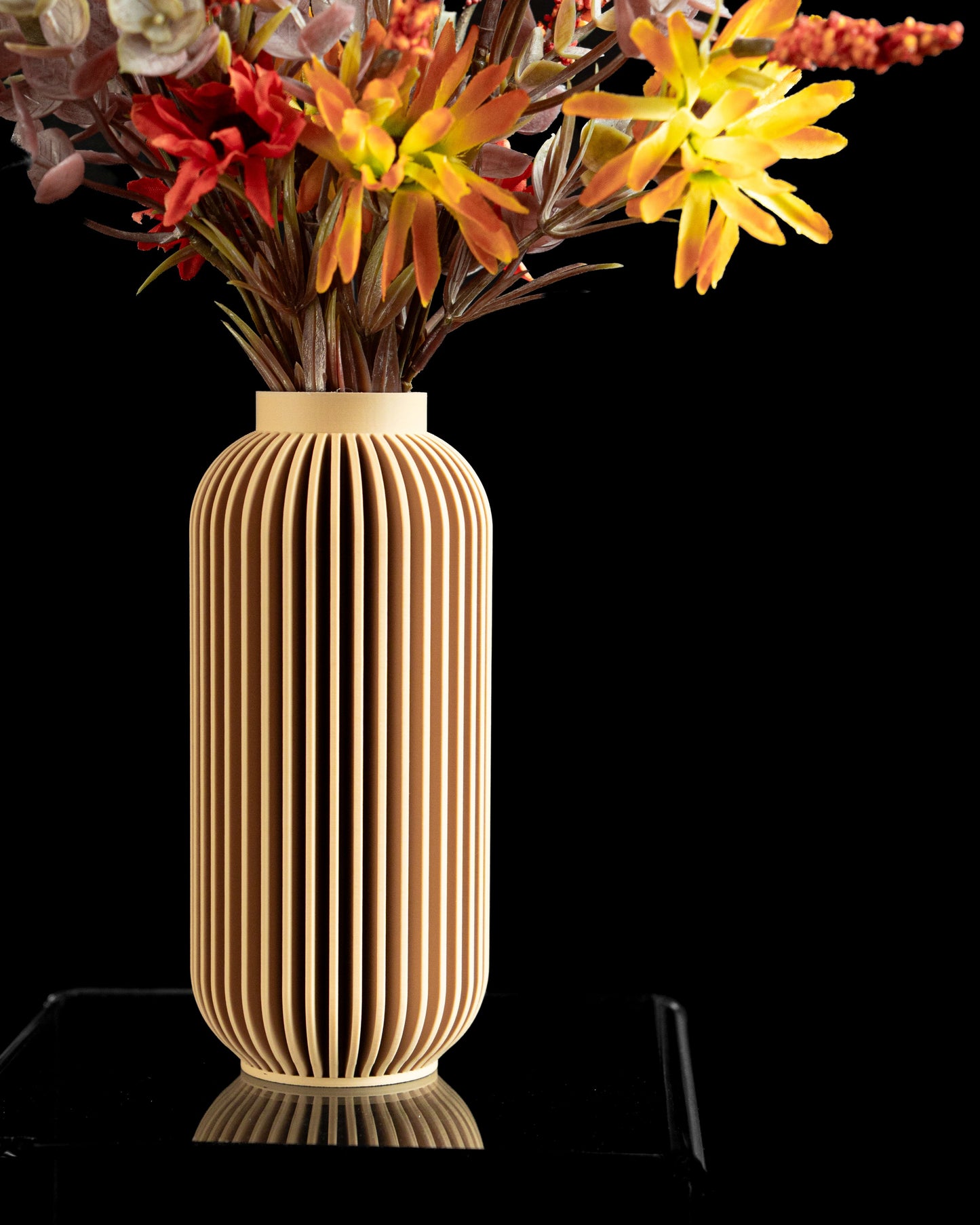 Modern Vase, Ribbed Tabletop Decor, Nordic Flower Holder, Architectural Statement