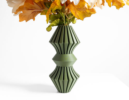 modern vase, geometric tabletop vessel, flower holder mantelpiece accent midcentury