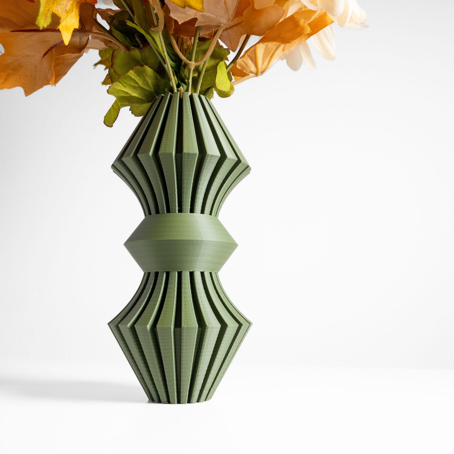 modern vase, geometric tabletop vessel, flower holder mantelpiece accent midcentury