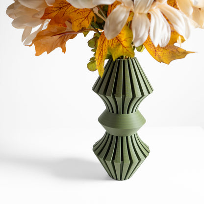 modern vase, geometric tabletop vessel, flower holder mantelpiece accent midcentury