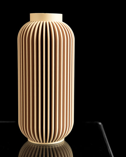 Modern Vase, Ribbed Tabletop Decor, Nordic Flower Holder, Architectural Statement
