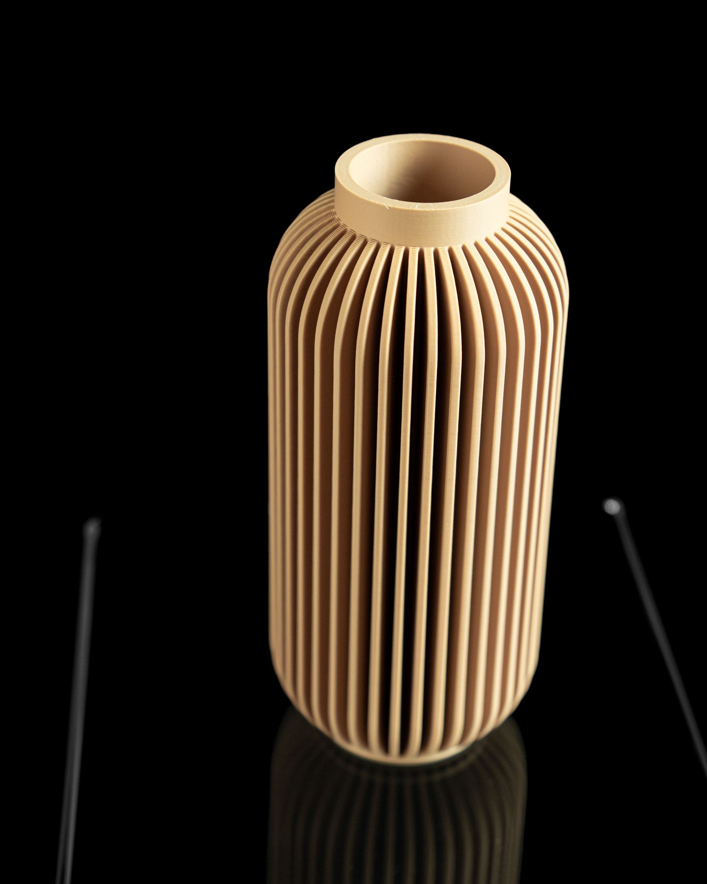 Modern Vase, Ribbed Tabletop Decor, Nordic Flower Holder, Architectural Statement