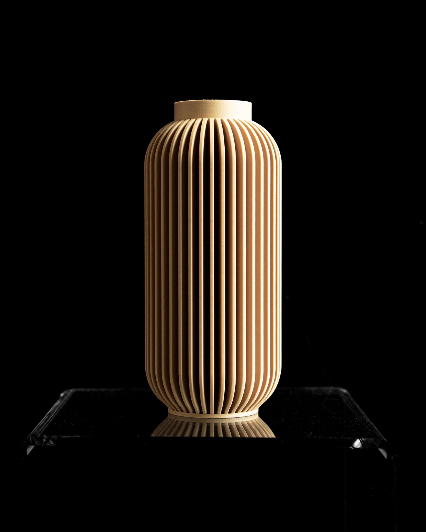 Modern Vase, Ribbed Tabletop Decor, Nordic Flower Holder, Architectural Statement