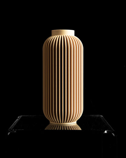 Modern Vase, Ribbed Tabletop Decor, Nordic Flower Holder, Architectural Statement