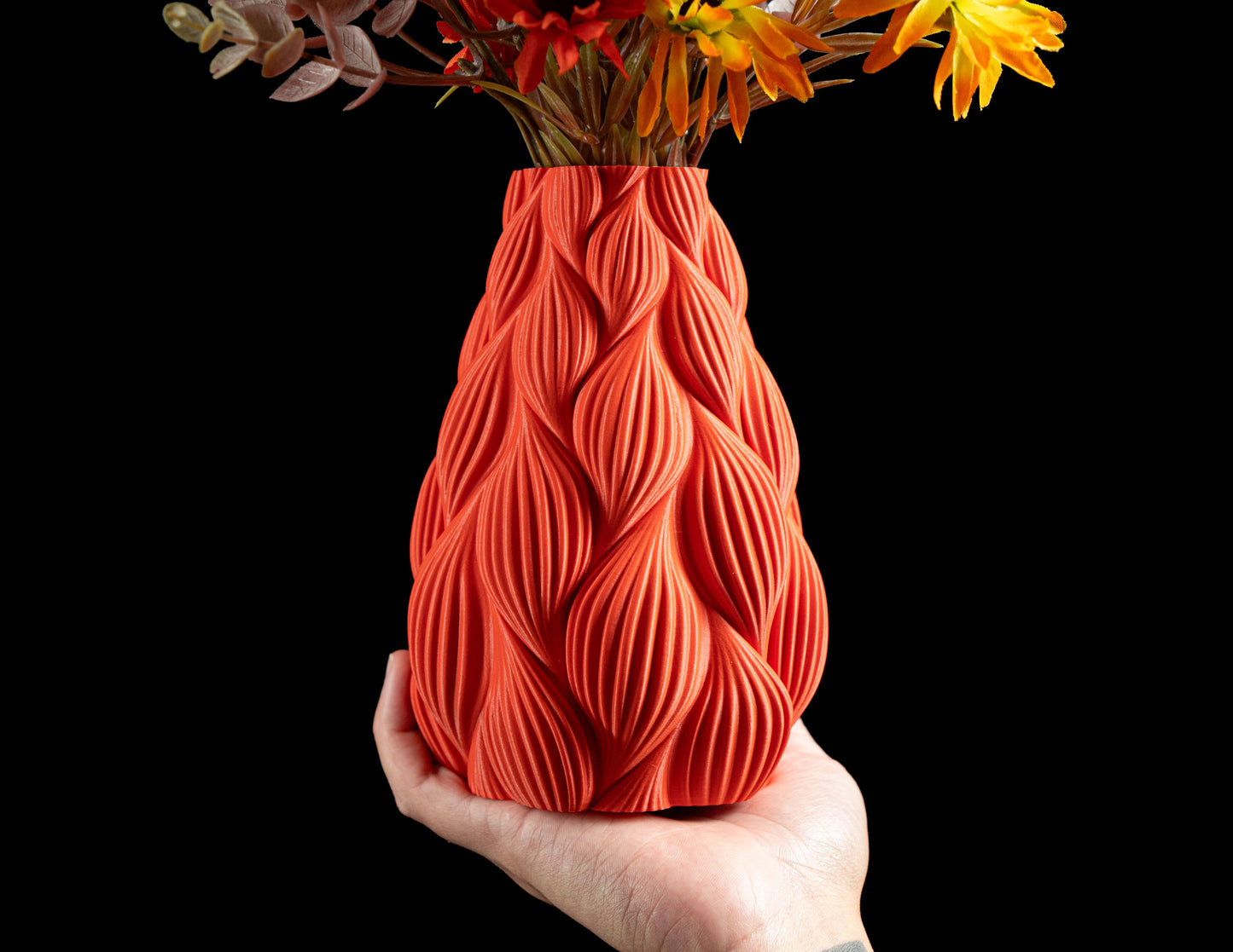 Flower Vase, Ripple Sculptural Tabletop Accent, Contemporary Mantelpiece Organizer