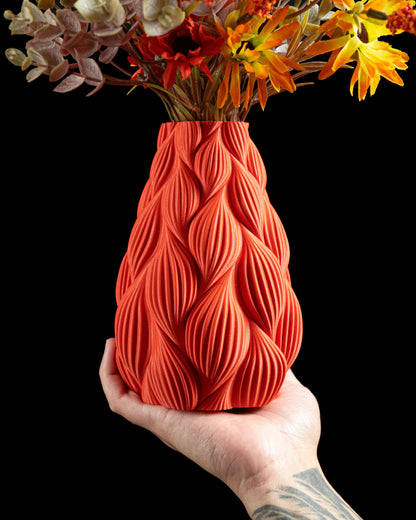 Flower Vase, Ripple Sculptural Tabletop Accent, Contemporary Mantelpiece Organizer