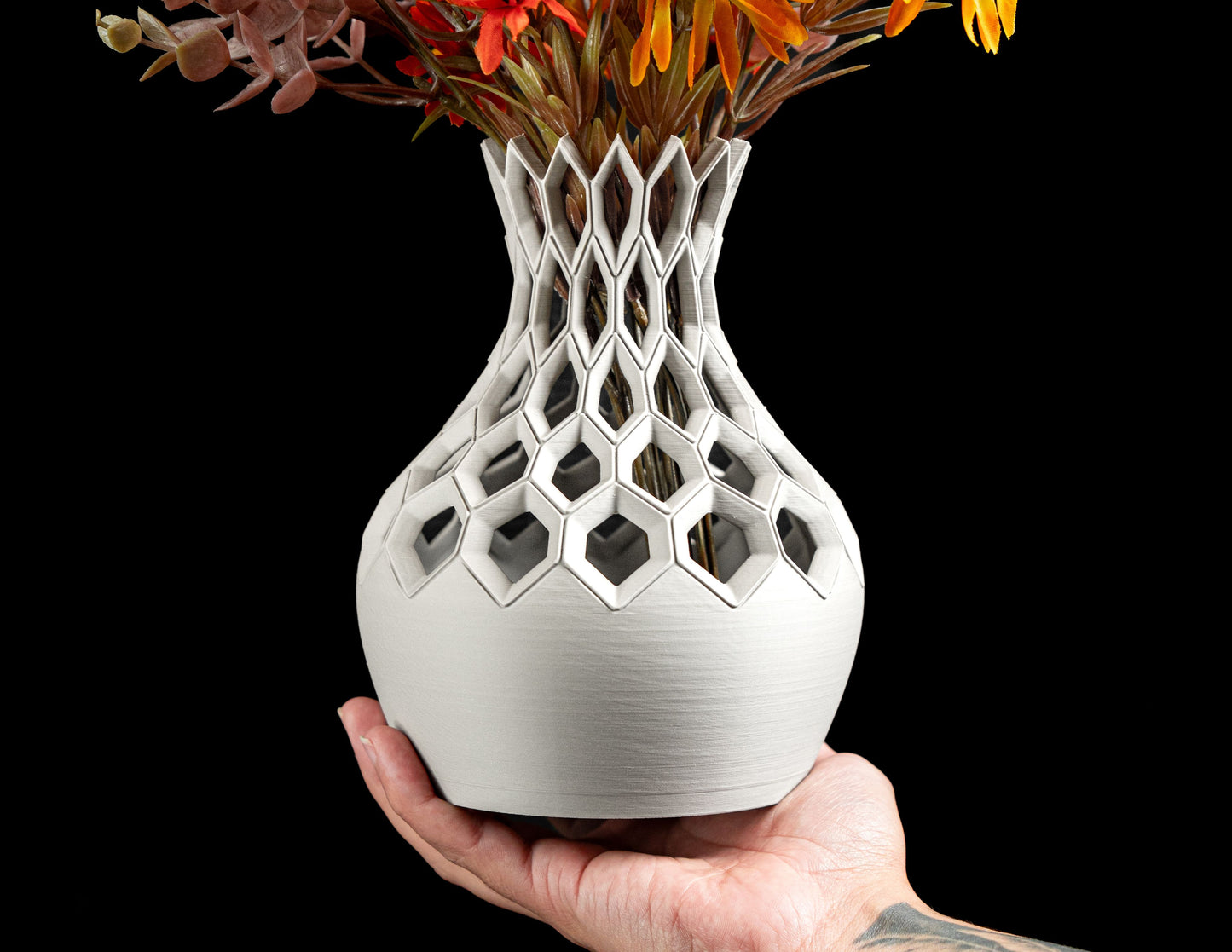 Geometric Vase, Hexagon Centerpiece, Modern Tabletop Vessel, Minimalist Desk Accent