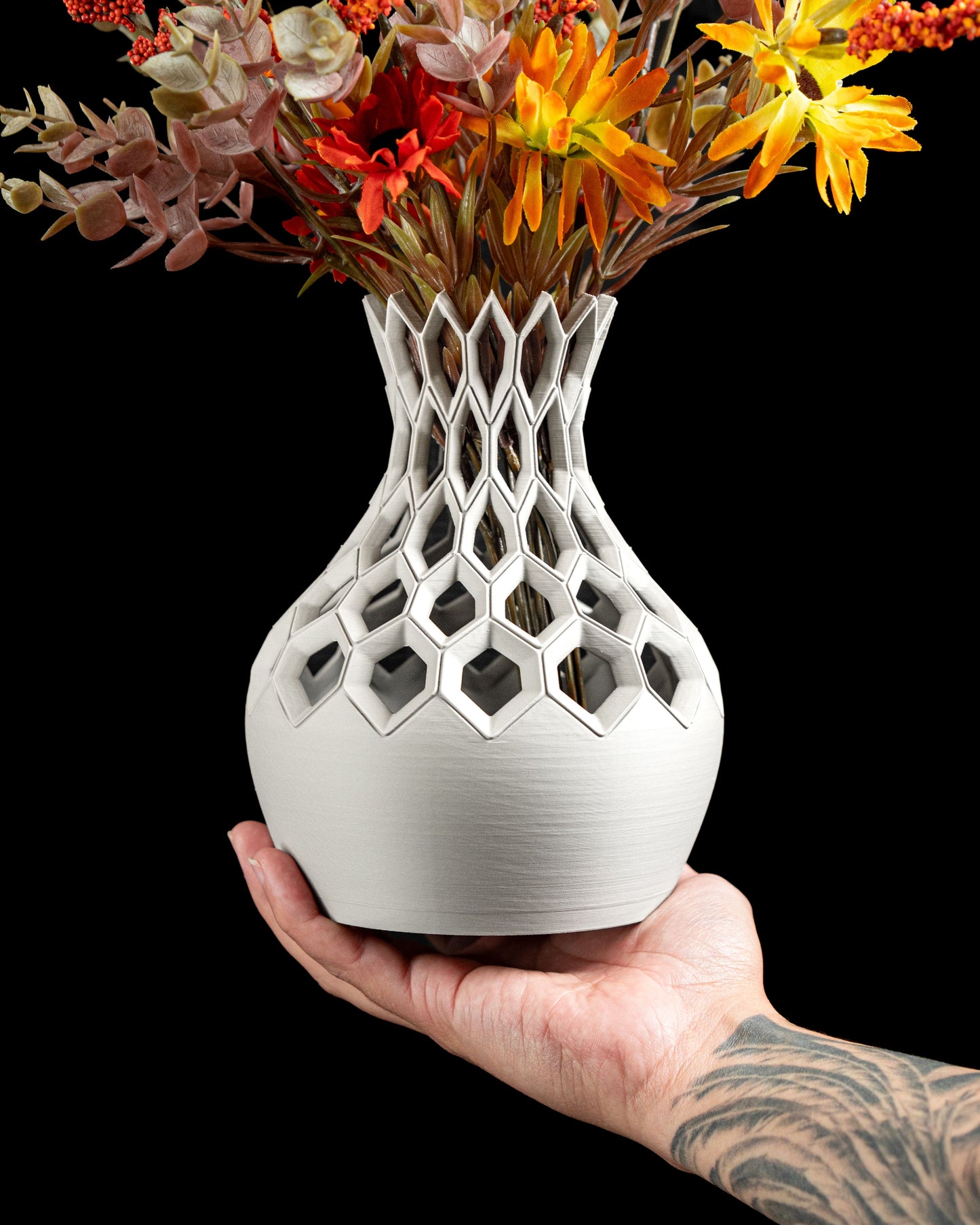 Geometric Vase, Hexagon Centerpiece, Modern Tabletop Vessel, Minimalist Desk Accent