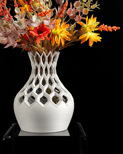 Geometric Vase, Hexagon Centerpiece, Modern Tabletop Vessel, Minimalist Desk Accent