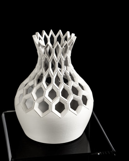 Geometric Vase, Hexagon Centerpiece, Modern Tabletop Vessel, Minimalist Desk Accent