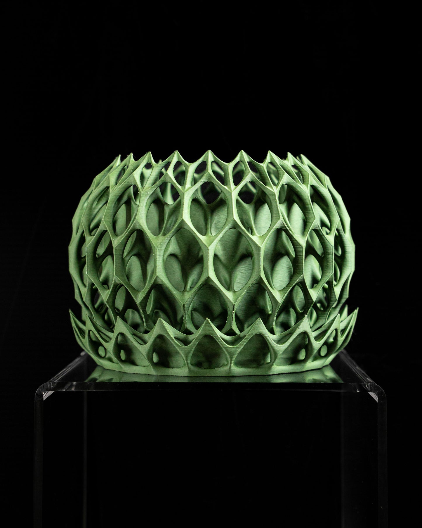 succulent planter, sculptural geometric fractal pot, indoor desk herb organizer.