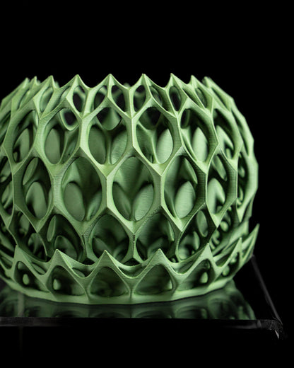 succulent planter, sculptural geometric fractal pot, indoor desk herb organizer.