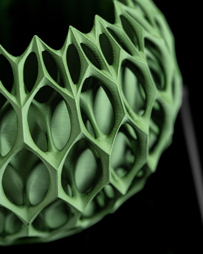 succulent planter, sculptural geometric fractal pot, indoor desk herb organizer.