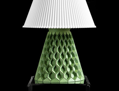 Hexagonal Table Lamp, Geometric Tabletop Shade, Nightstand Ambient Light, Minimalist Workspace Desk Accessory