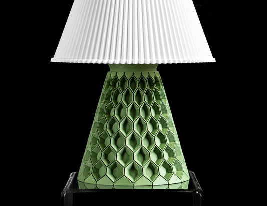 Hexagonal Table Lamp, Geometric Tabletop Shade, Nightstand Ambient Light, Minimalist Workspace Desk Accessory