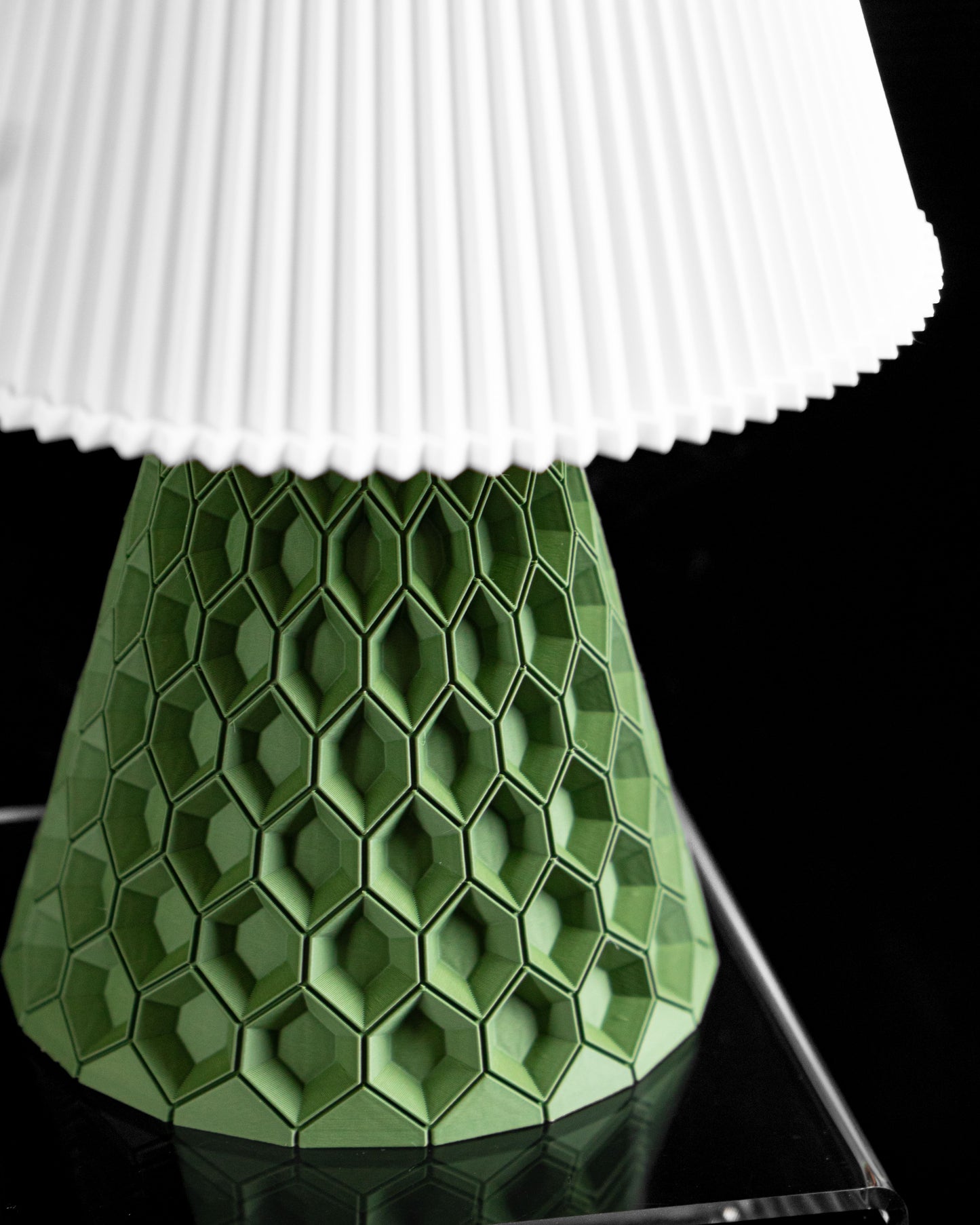 Hexagonal Table Lamp, Geometric Tabletop Shade, Nightstand Ambient Light, Minimalist Workspace Desk Accessory