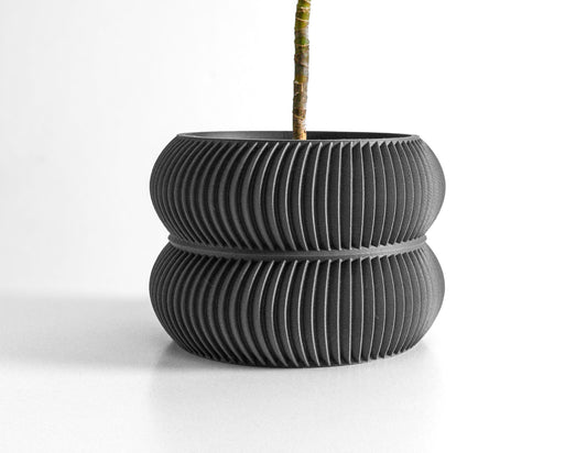 planter pot, contemporary sculptural vessel, succulent display, slate gray minimalist