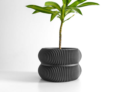 planter pot, contemporary sculptural vessel, succulent display, slate gray minimalist