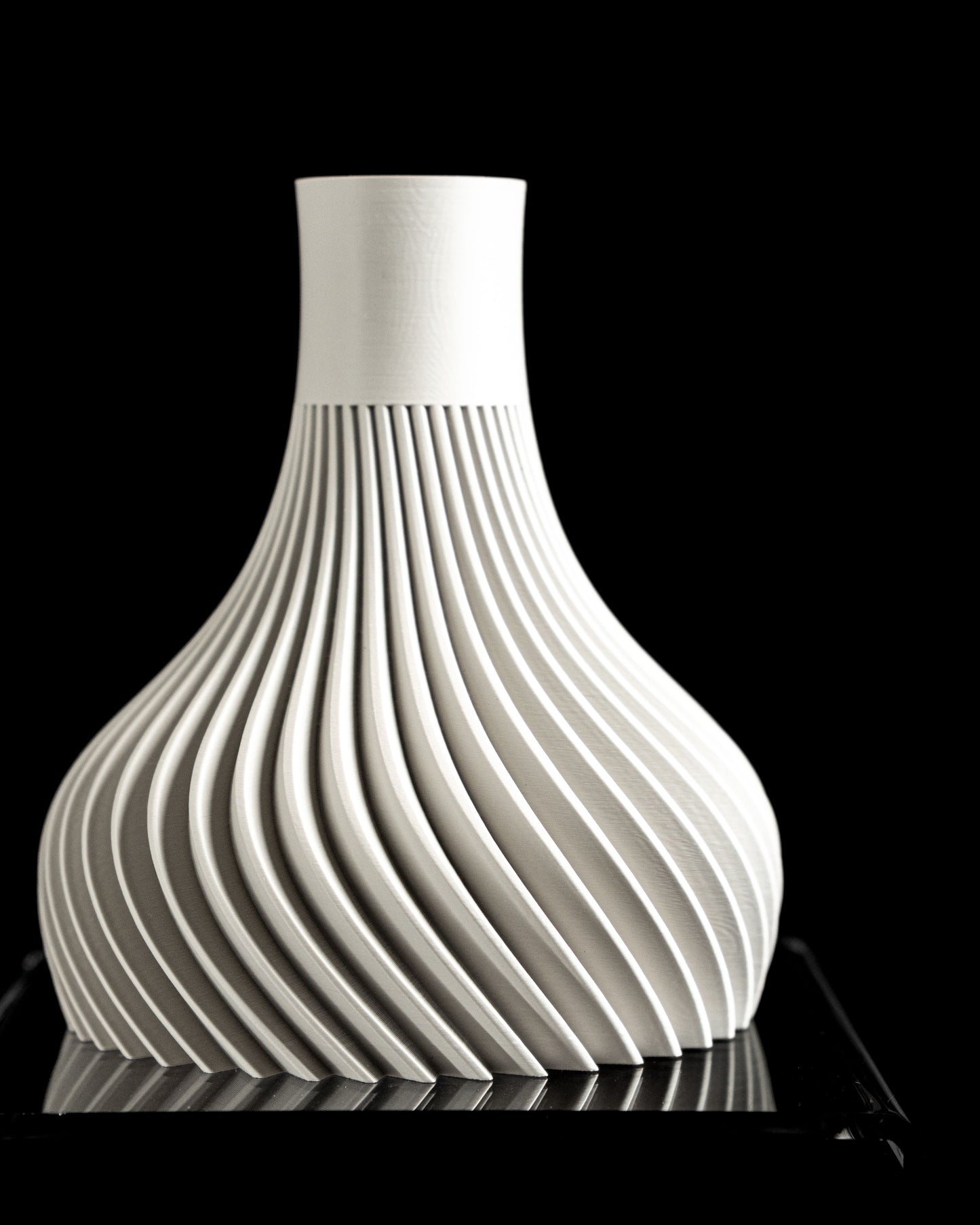 Modern Vase, Spiral Ridged Sculptural Vessel, Workplace Floral Holder Nightstand