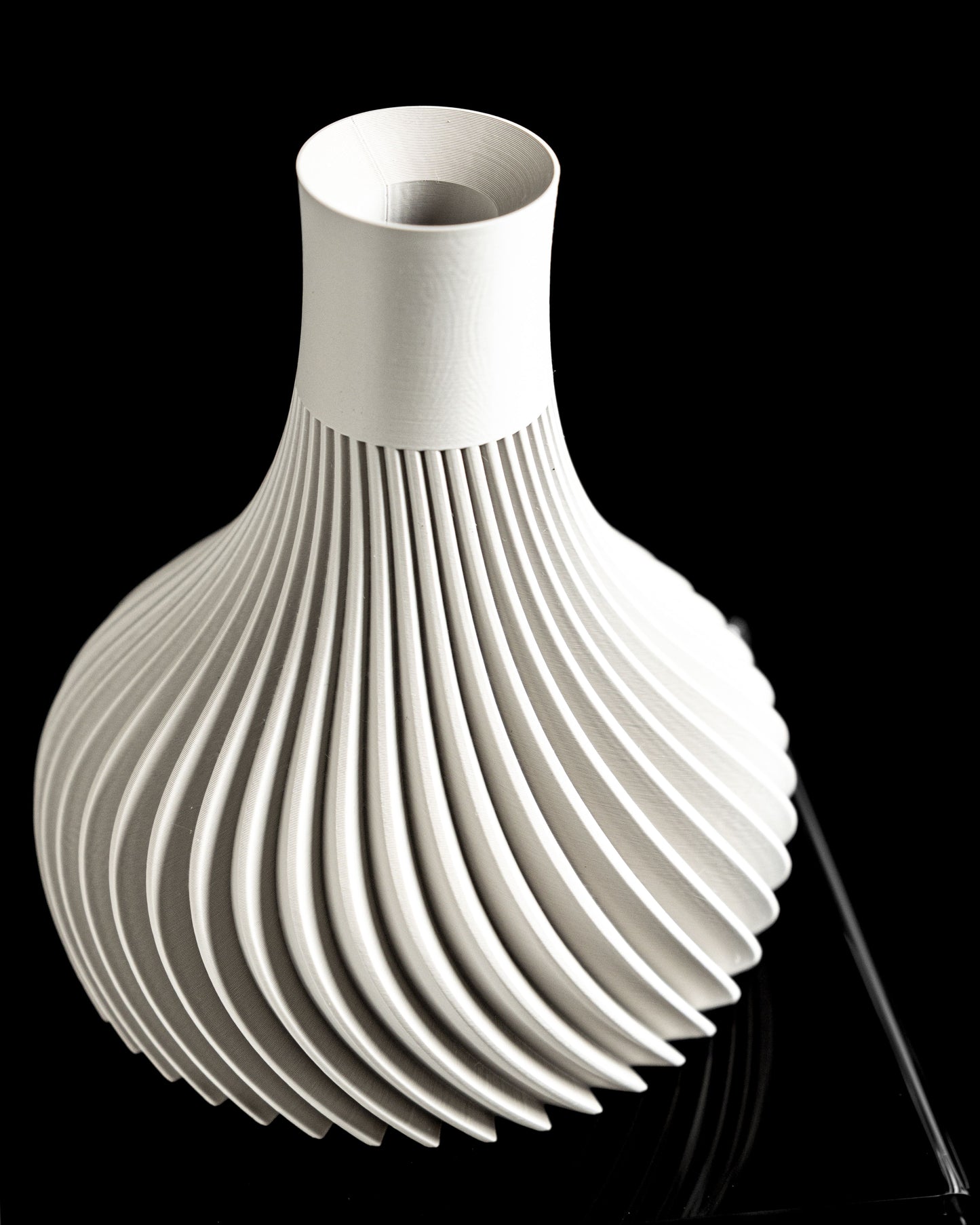 Modern Vase, Spiral Ridged Sculptural Vessel, Workplace Floral Holder Nightstand