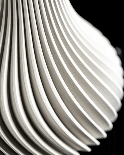 Modern Vase, Spiral Ridged Sculptural Vessel, Workplace Floral Holder Nightstand