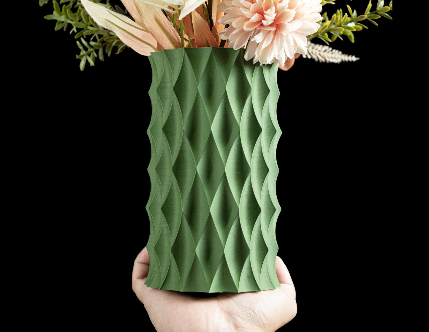 Faceted Diamond Vase, Decorative Flower Holder, Narrow Opening Single Stem Bud Container