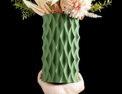 Faceted Diamond Vase, Decorative Flower Holder, Narrow Opening Single Stem Bud Container