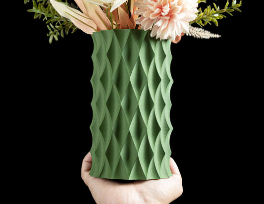 Faceted Diamond Vase, Decorative Flower Holder, Narrow Opening Single Stem Bud Container