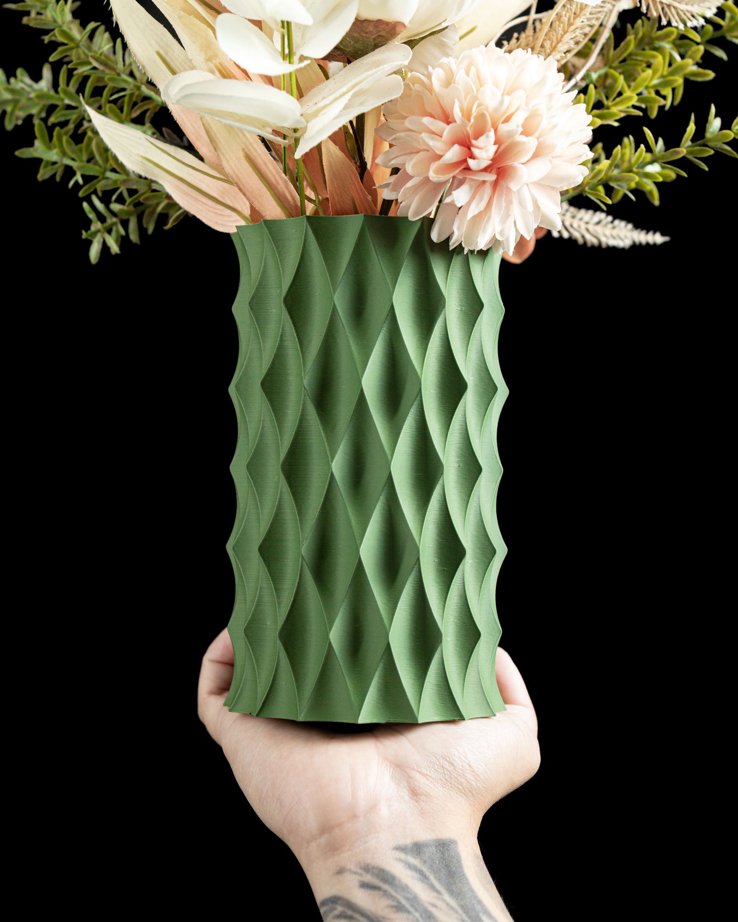 Faceted Diamond Vase, Decorative Flower Holder, Narrow Opening Single Stem Bud Container