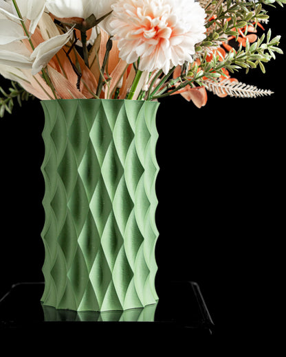 Faceted Diamond Vase, Decorative Flower Holder, Narrow Opening Single Stem Bud Container