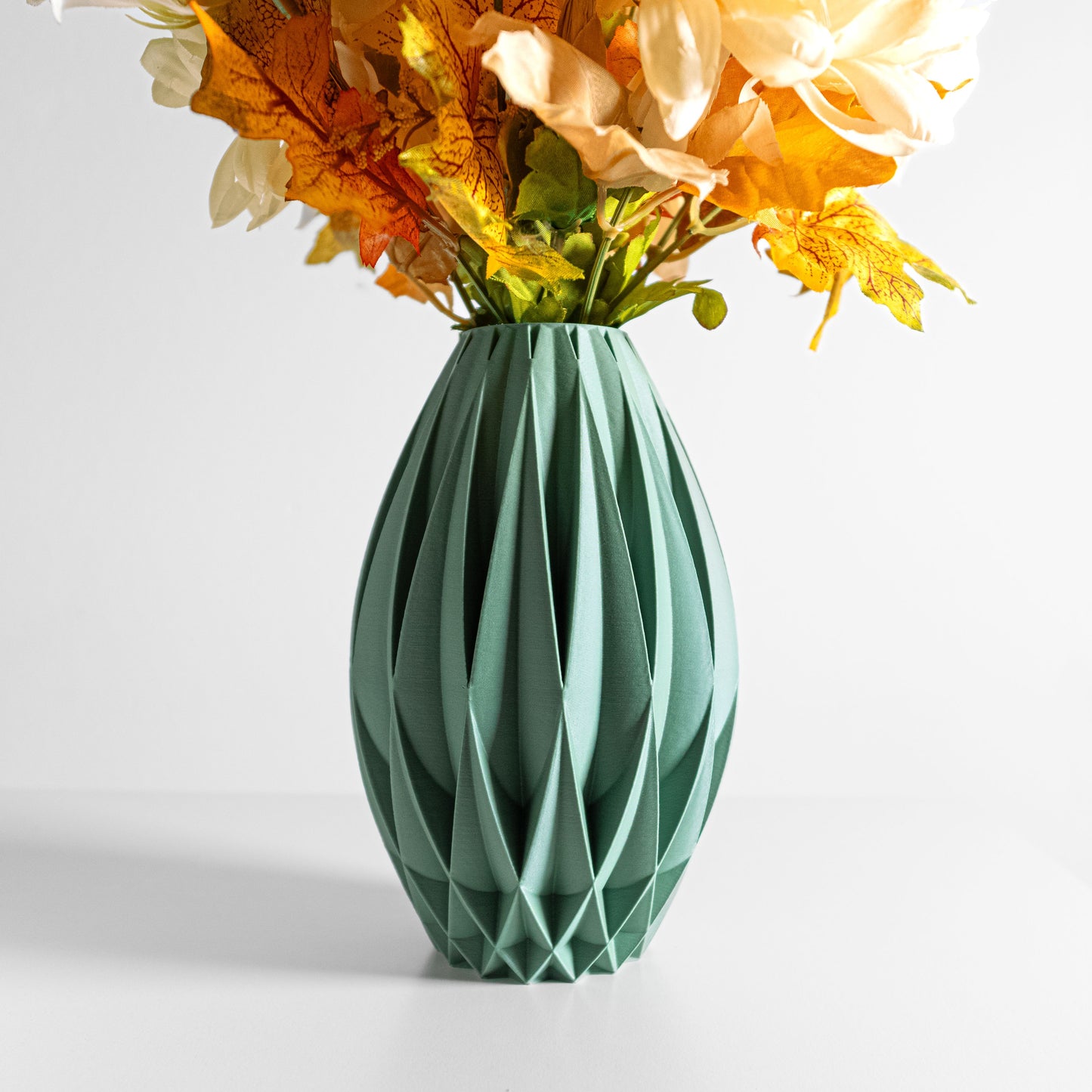 Flower Vase, Modern Ribbed Sculptural Tabletop Accent, Scandinavian Organic Decor