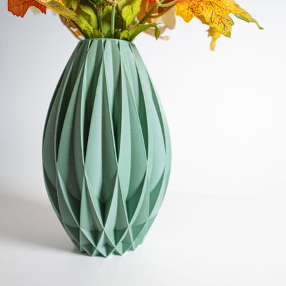 Flower Vase, Modern Ribbed Sculptural Tabletop Accent, Scandinavian Organic Decor
