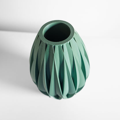 Flower Vase, Modern Ribbed Sculptural Tabletop Accent, Scandinavian Organic Decor