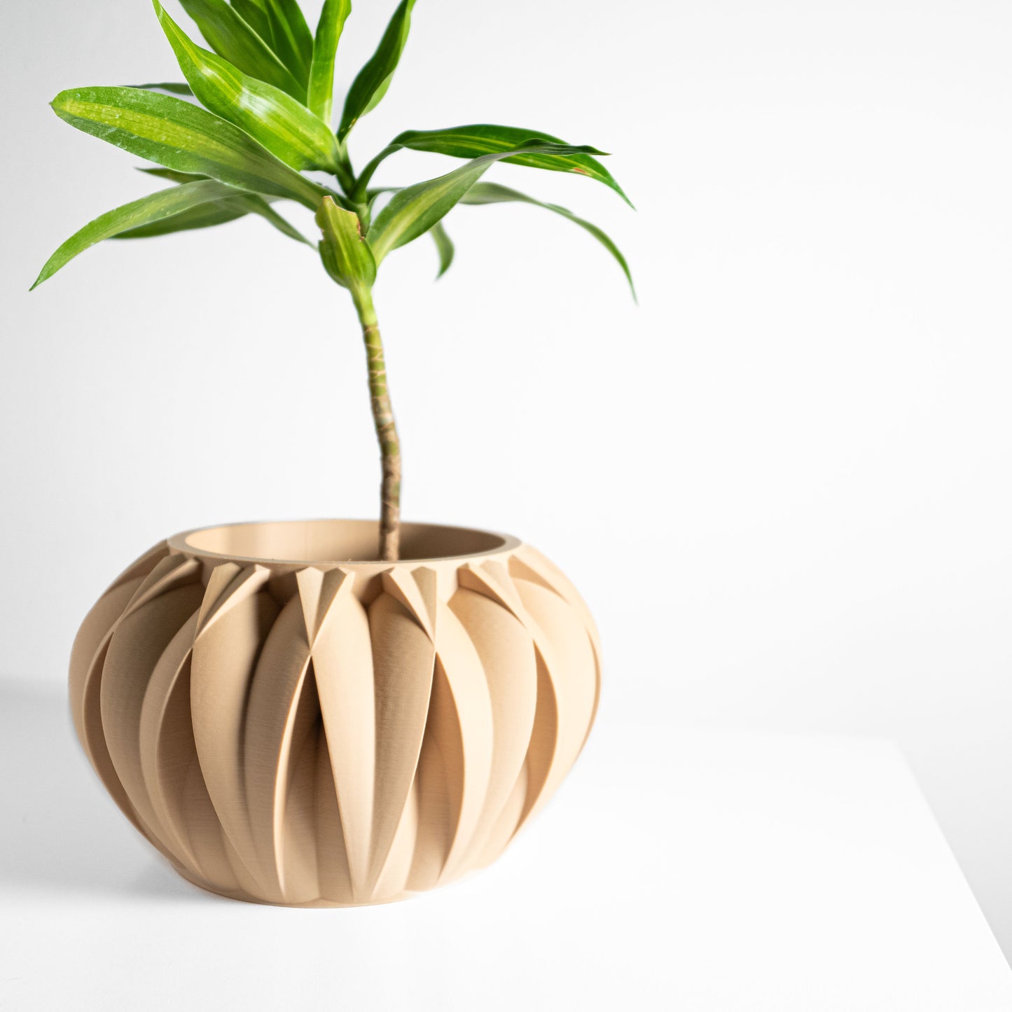 Planter Pot, Geometric Indoor Vessel, Sculptural Desk Organizer, Nordic Minimalist