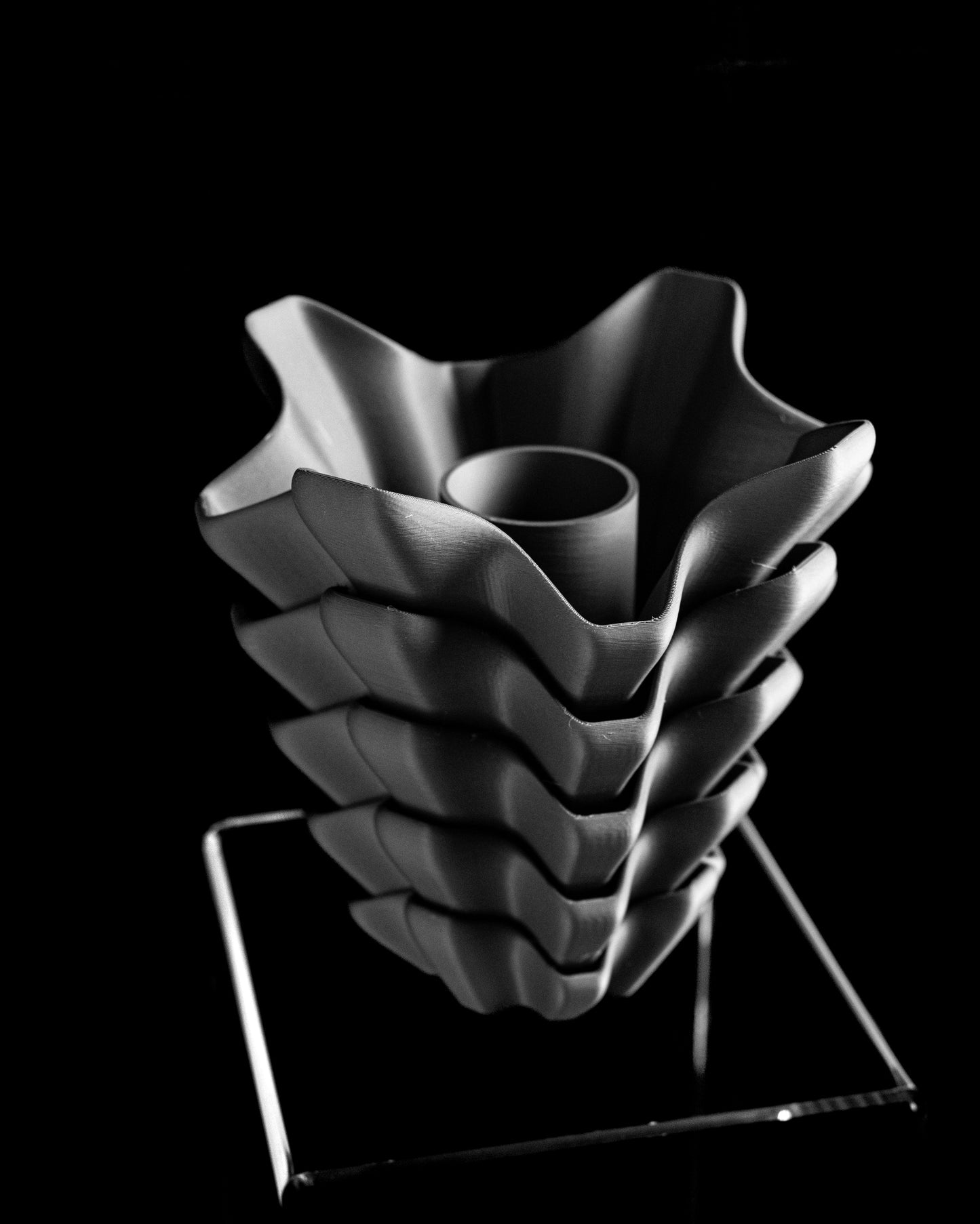 Geometric Vase, Modern Accent Vessel, Contoured Flower Holder, Desk Organizer, Mantel