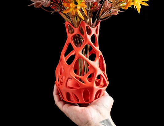 Modern Vase, Fractal Geometry Budholder, Ceramic Textured Mantelpiece Accent Statement