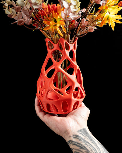 Modern Vase, Fractal Geometry Budholder, Ceramic Textured Mantelpiece Accent Statement