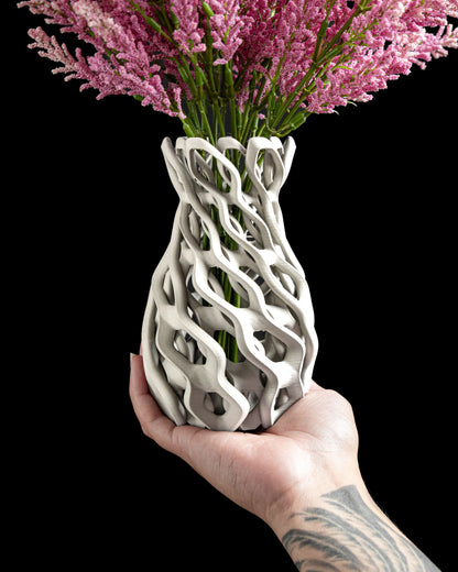 Original Vase Chainwork Textured, Modern Tabletop Accent, Stylish Decorative Piece, Japandi Style Bud Holder