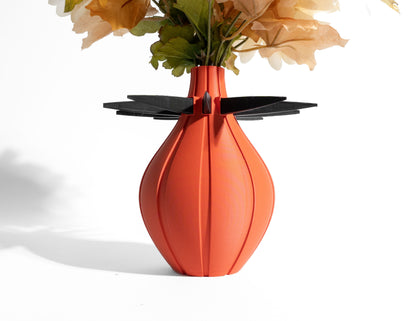 Geometric Art Deco Vase, Sculptural Curved Column, Contemporary DiningTable Vessel, Floral Workspace Minimalist Accent