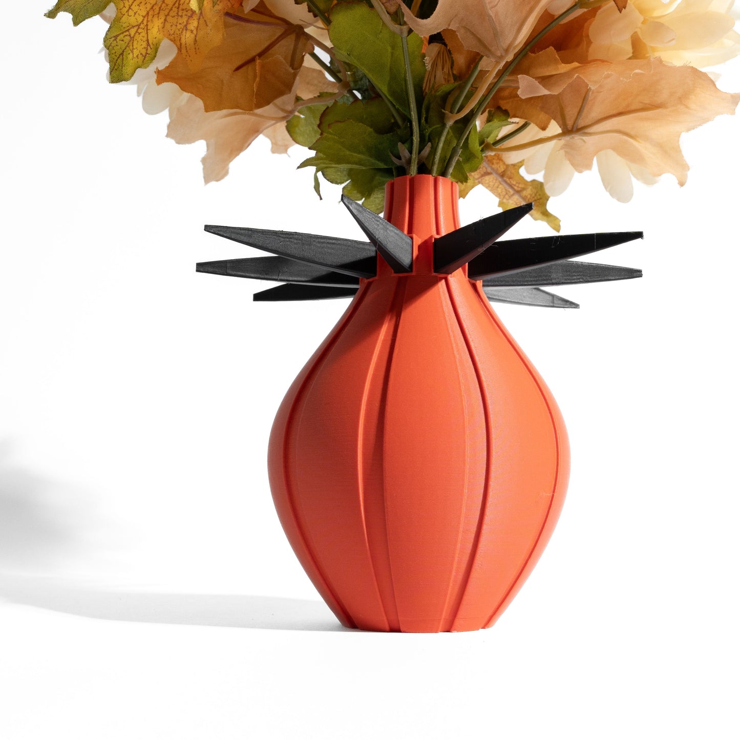 Geometric Art Deco Vase, Sculptural Curved Column, Contemporary DiningTable Vessel, Floral Workspace Minimalist Accent