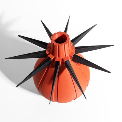 Geometric Art Deco Vase, Sculptural Curved Column, Contemporary DiningTable Vessel, Floral Workspace Minimalist Accent